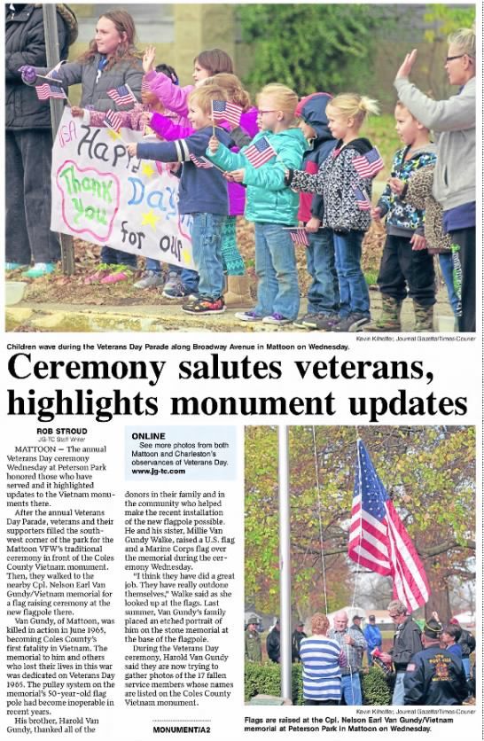Ceremony salutes veterans, highlights monument updates